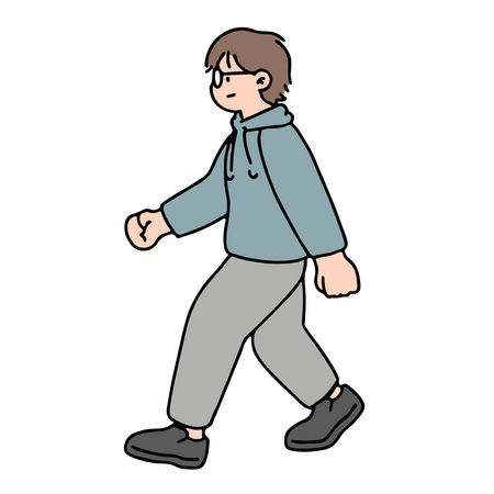 Junger Mann zu Fuß  Illustration