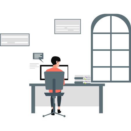 Junger Mann gibt Statement zur Arbeit ab  Illustration