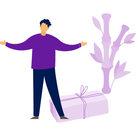 Junger Mann freut sich über Beauty-Box  Illustration