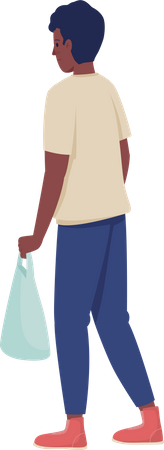 Junger Mann im lässigen Outfit mit Plastiktüte  Illustration
