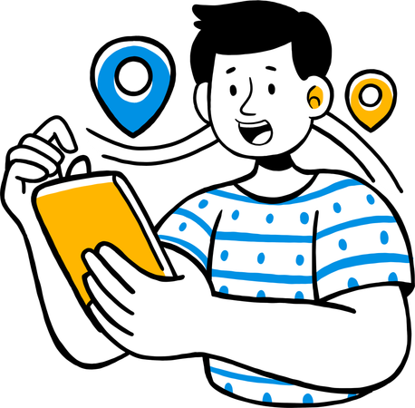 Junger Mann macht Online-Sendungsverfolgung  Illustration
