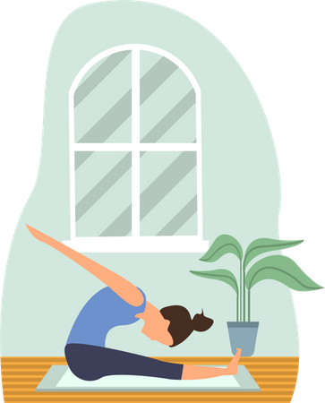 Junger Mann macht Trikonasana  Illustration