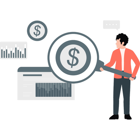 Junger Mann Management Finanzen an der Börse  Illustration