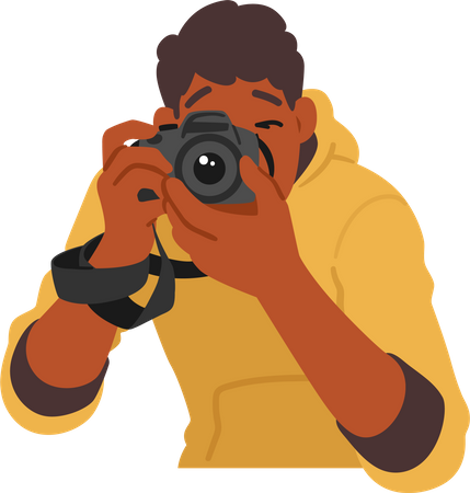 Junger Mann mit Kamera  Illustration