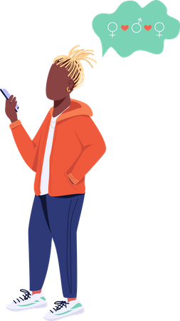 Junger Mann mit Smartphone  Illustration