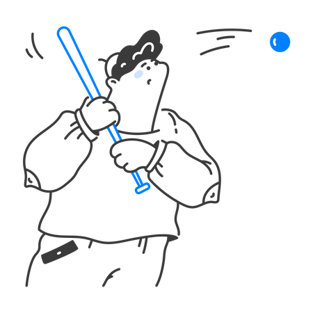 Junger Mann spielt Baseball  Illustration
