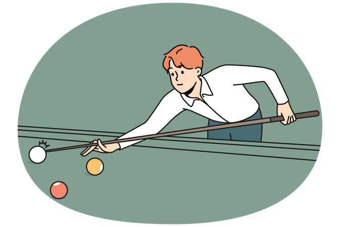 Junger Mann spielt Billard  Illustration