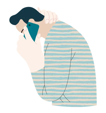 Junger Mann streitet am Telefon  Illustration