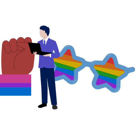 Junger Mann auf der Suche nach LGBT-Selbsthilfegruppe  Illustration