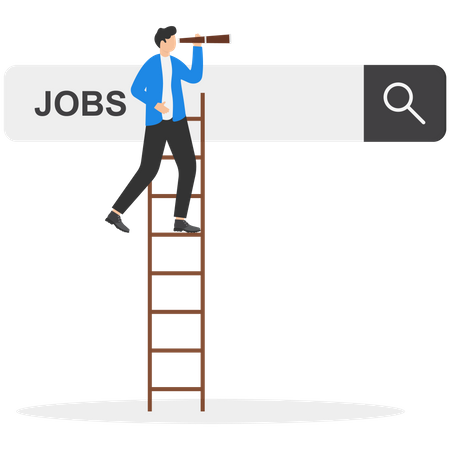 Junger Mann auf der Suche nach einem neuen Job  Illustration