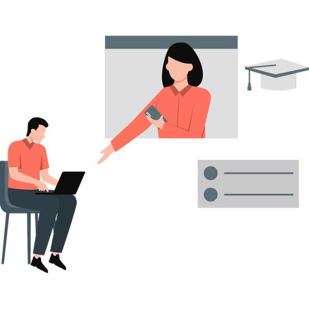 Junger Mann und Frau teilen Informationen  Illustration