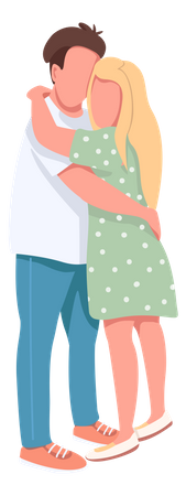 Junger Mann und Frau umarmen sich  Illustration