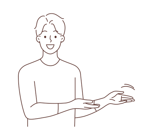 Junger Mann zeigt etwas richtig  Illustration