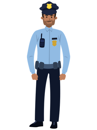 Junger Polizist in Uniform mit Hut  Illustration