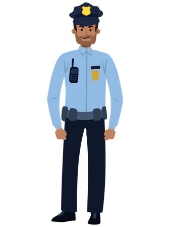 Junger Polizist in Uniform mit Hut  Illustration