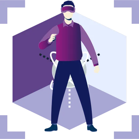 Junger Typ im Metaversum  Illustration