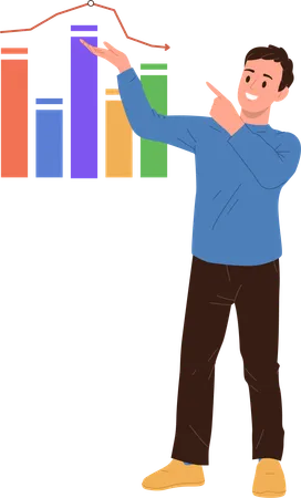 Junger Unternehmer nutzt Benchmarking-Vergleichstool zur Geschäftsentwicklung  Illustration