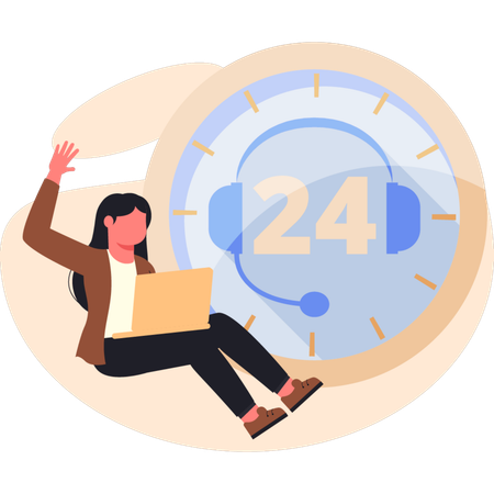Junges Mädchen arbeitet im Kundenservice  Illustration