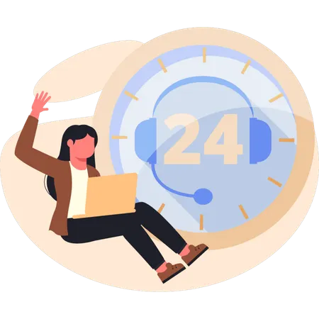 Junges Mädchen arbeitet im Kundenservice  Illustration