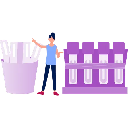Junges Mädchen erklärt Reagenzgläser  Illustration