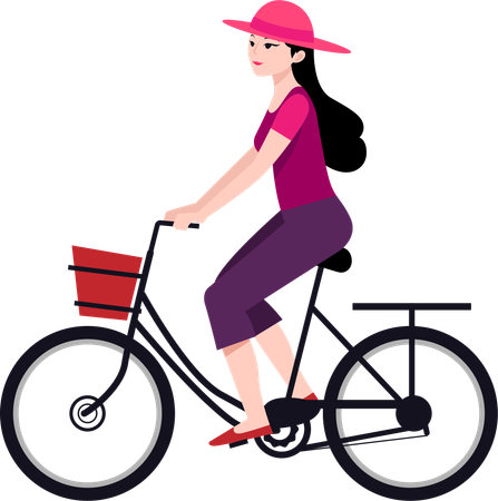 Junges Mädchen Reiten Fahrrad  Illustration