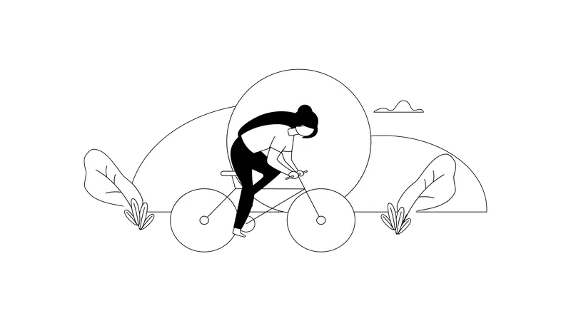 Junges Mädchen reitet Fahrrad  Illustration