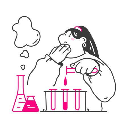 Junges Mädchen führt ein Chemieexperiment durch  Illustration