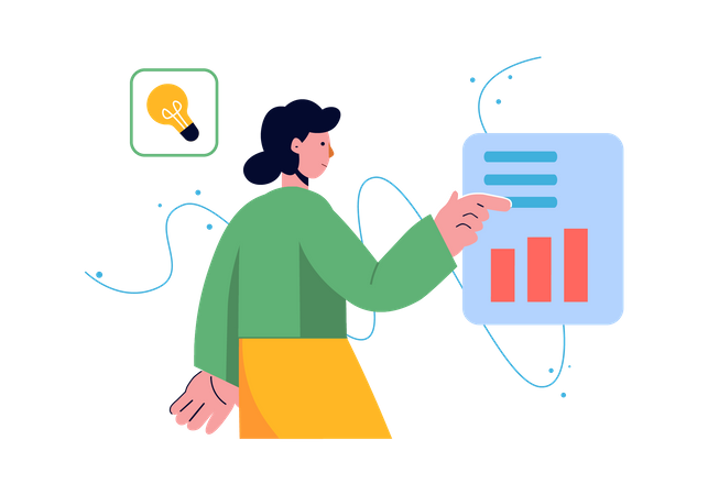 Junges Mädchen macht Analysebericht  Illustration