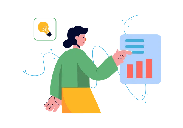 Junges Mädchen macht Analysebericht  Illustration