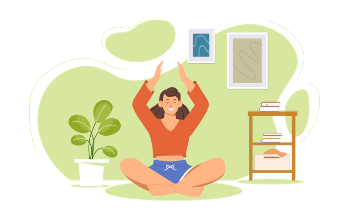 Junges Mädchen beim Morgentraining  Illustration