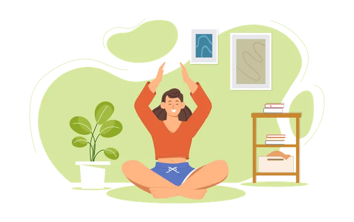 Junges Mädchen beim Morgentraining  Illustration
