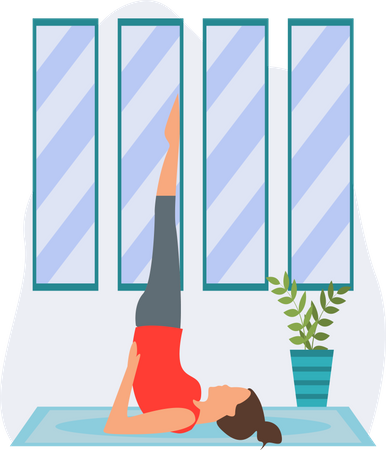 Junges Mädchen macht Sarvangasana zu Hause  Illustration