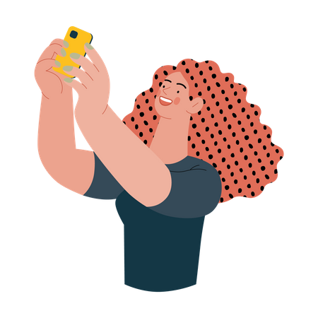 Junges Mädchen macht Selfie  Illustration