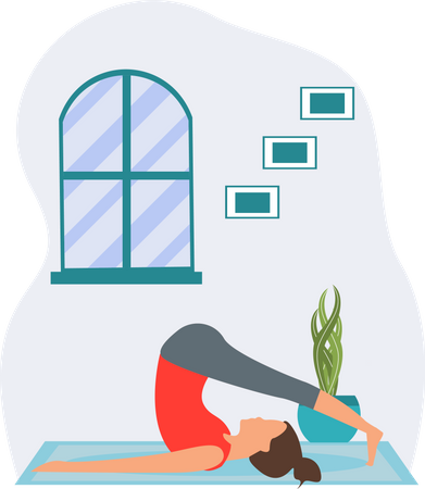 Junges Mädchen macht Viparita Dandasana  Illustration