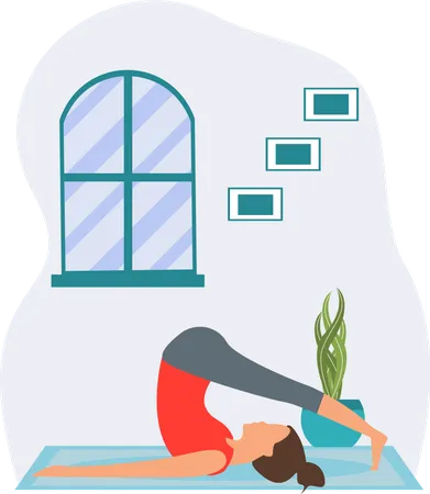 Junges Mädchen macht Viparita Dandasana  Illustration