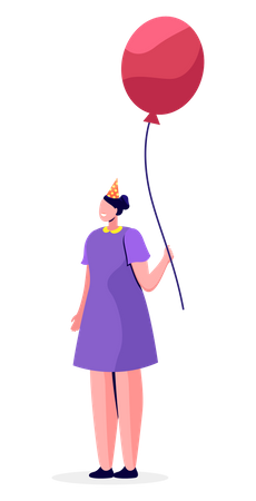 Junges Mädchen mit Ballon  Illustration
