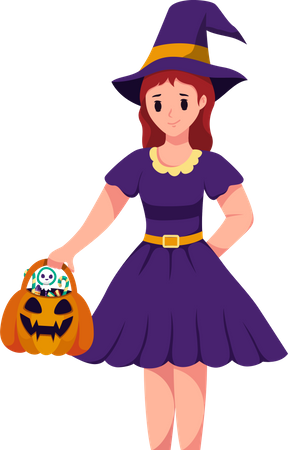 Junges Mädchen mit Halloween-Kostüm  Illustration