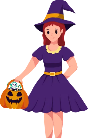 Junges Mädchen mit Halloween-Kostüm  Illustration