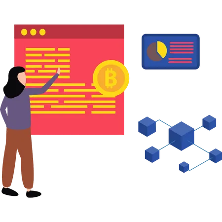 Junges Mädchen programmiert Webseite  Illustration