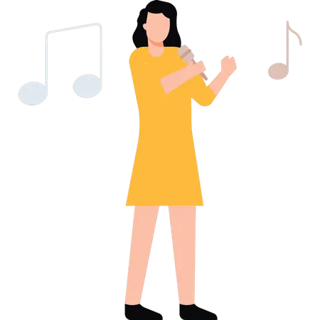 Junges Mädchen singt  Illustration