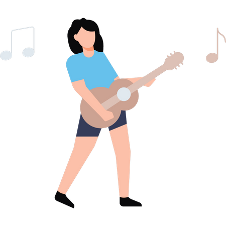 Junges Mädchen spielt Gitarre  Illustration