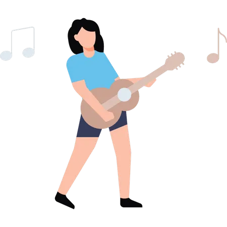 Junges Mädchen spielt Gitarre  Illustration