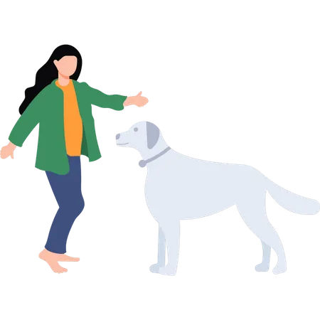 Junges Mädchen trainiert Hund  Illustration