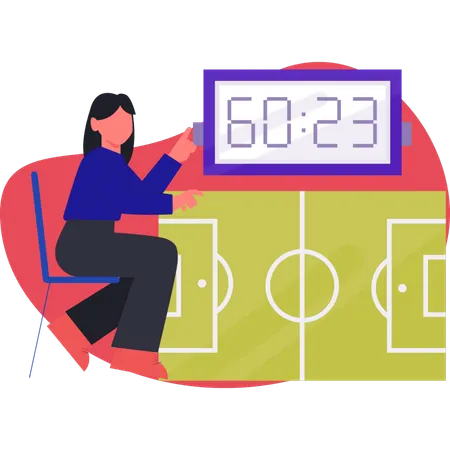 Junges Mädchen zeigt Spieltimer  Illustration
