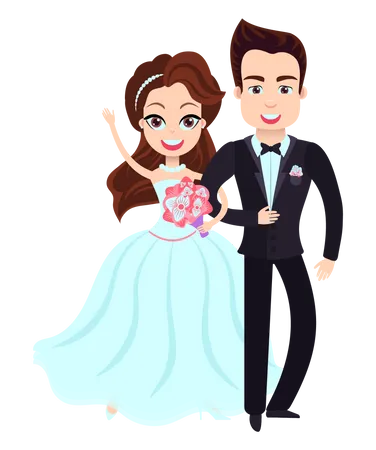 Junges Paar heiratet  Illustration