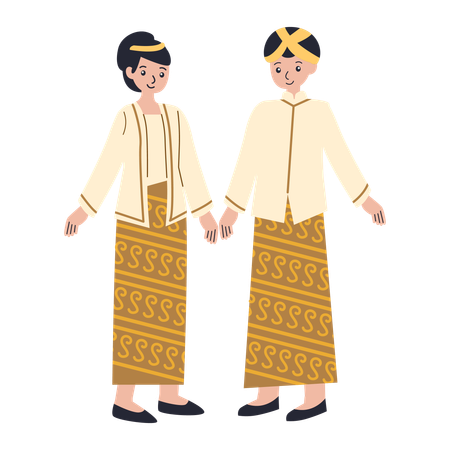 Junges Paar trägt Yogyakarta-Kleid  Illustration