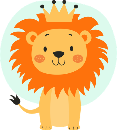 Jungle King wearing king crown with happy mood  Illustration