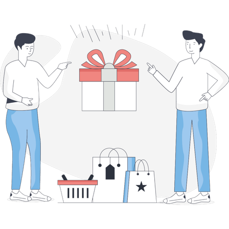Jungen bekommen Einkaufsbelohnung  Illustration