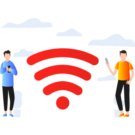 Jungen nutzen WLAN  Illustration