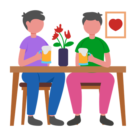Jungs genießen Bierparty  Illustration